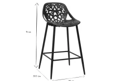 Tabourets de bar design avec motif baroque noir H66 cm (lot de 2) BAROCCA
