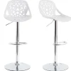 Tabourets de bar design avec motif baroque blanc (lot de 2) BAROCCA