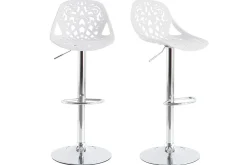 Tabourets de bar design avec motif baroque blanc (lot de 2) BAROCCA