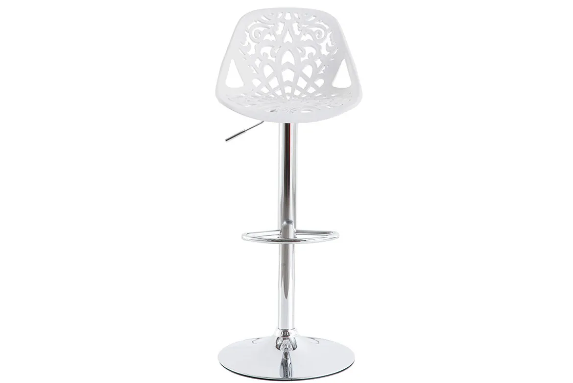 Tabourets de bar design avec motif baroque blanc (lot de 2) BAROCCA