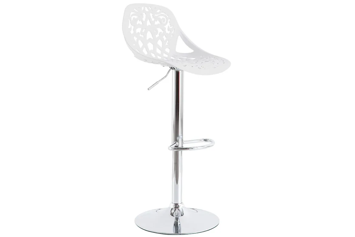 Tabourets de bar design avec motif baroque blanc (lot de 2) BAROCCA