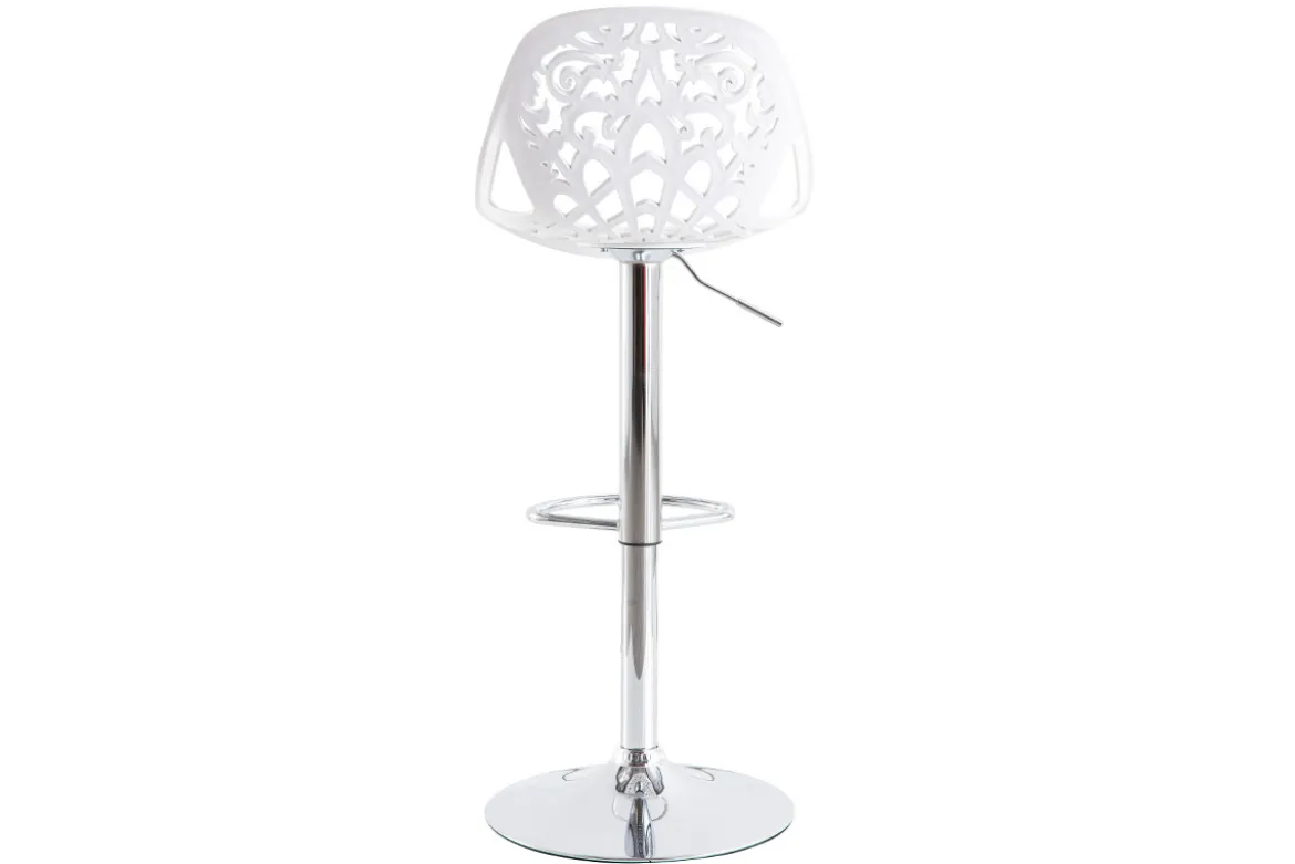 Tabourets de bar design avec motif baroque blanc (lot de 2) BAROCCA