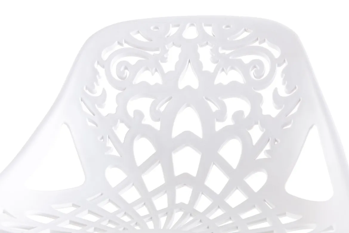 Tabourets de bar design avec motif baroque blanc (lot de 2) BAROCCA
