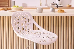 Tabourets de bar design avec motif baroque blanc (lot de 2) BAROCCA