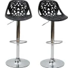 Tabourets de bar design avec motif baroque noir (lot de 2) BAROCCA