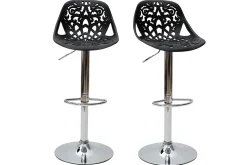 Tabourets de bar design avec motif baroque noir (lot de 2) BAROCCA