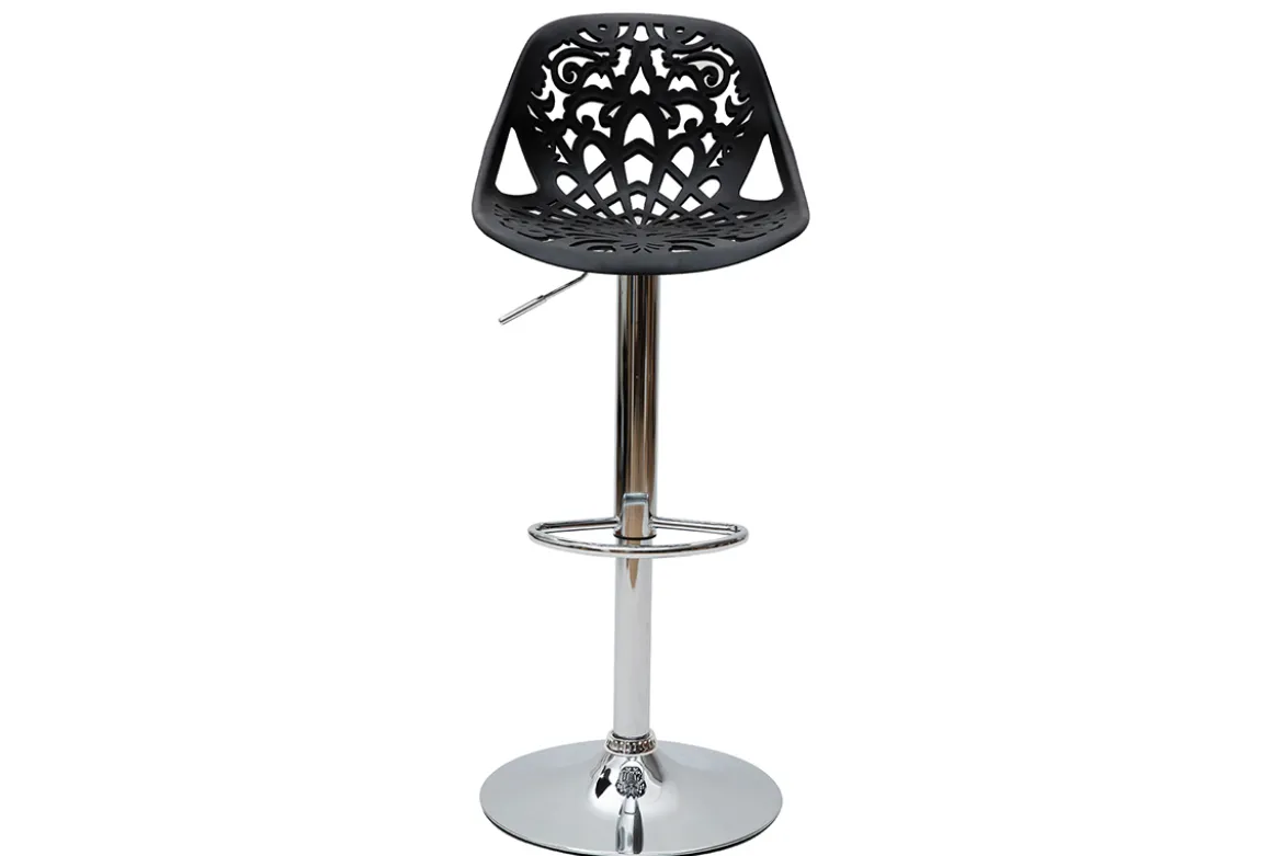 Tabourets de bar design avec motif baroque noir (lot de 2) BAROCCA