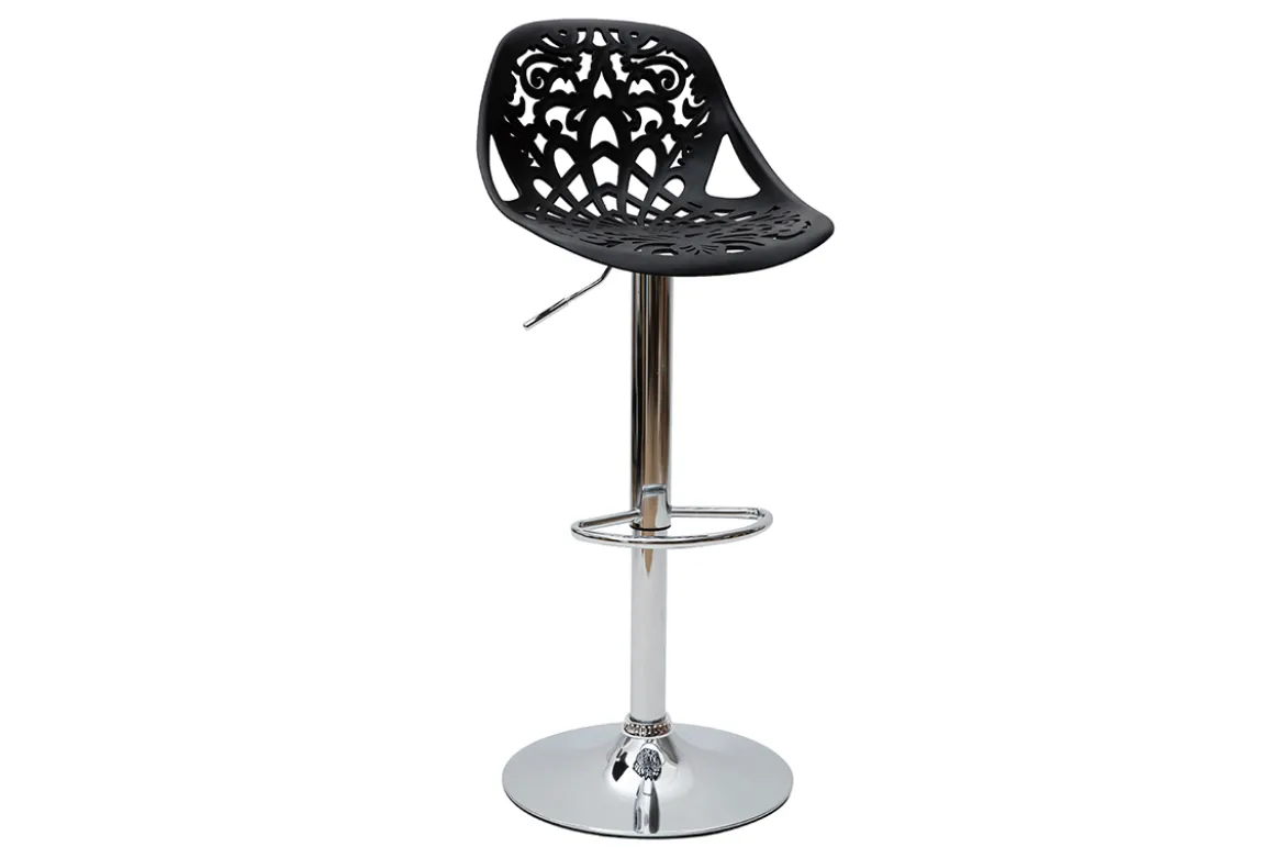 Tabourets de bar design avec motif baroque noir (lot de 2) BAROCCA