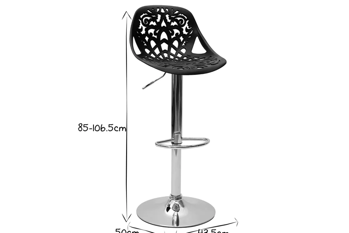 Tabourets de bar design avec motif baroque noir (lot de 2) BAROCCA