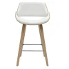 Tabourets de bar design blancs et bois clair H70 cm (lot de 2) CLASH