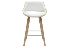 Tabourets de bar design blancs et bois clair H70 cm (lot de 2) CLASH