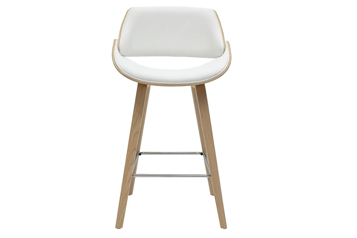 Tabourets de bar design blancs et bois clair H70 cm (lot de 2) CLASH