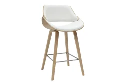 Tabourets de bar design blancs et bois clair H70 cm (lot de 2) CLASH
