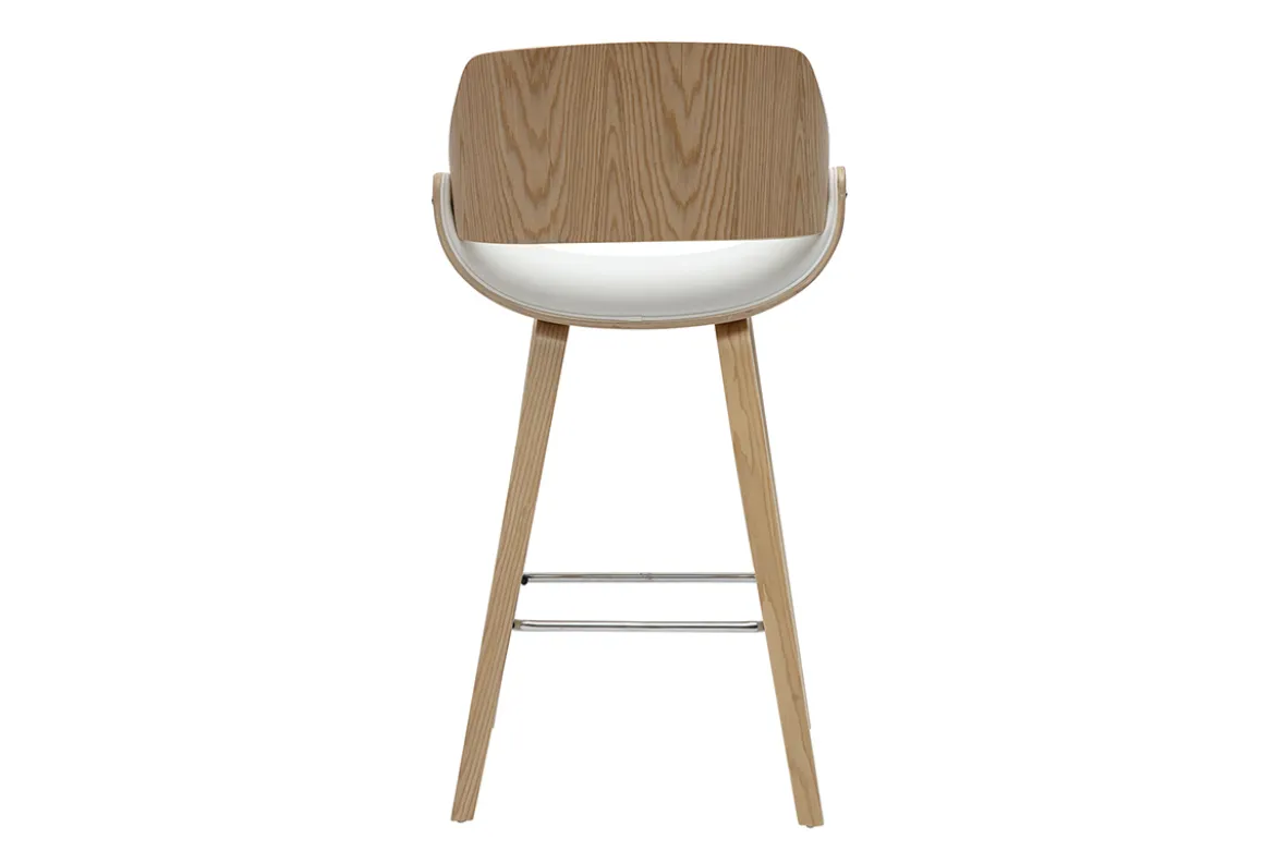 Tabourets de bar design blancs et bois clair H70 cm (lot de 2) CLASH