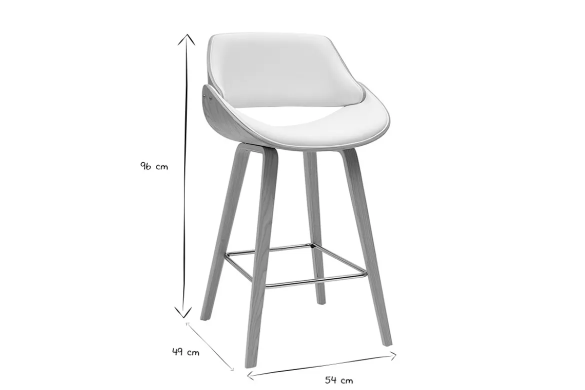 Tabourets de bar design blancs et bois clair H70 cm (lot de 2) CLASH