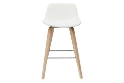 Tabourets de bar design blanc et bois clair H65 cm (lot de 2) NONIE