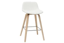 Tabourets de bar design blanc et bois clair H65 cm (lot de 2) NONIE