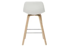 Tabourets de bar design blanc et bois clair H65 cm (lot de 2) NONIE