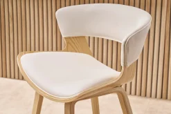 Tabourets de bar design blanc et bois clair H65 cm (lot de 2) SYRAH