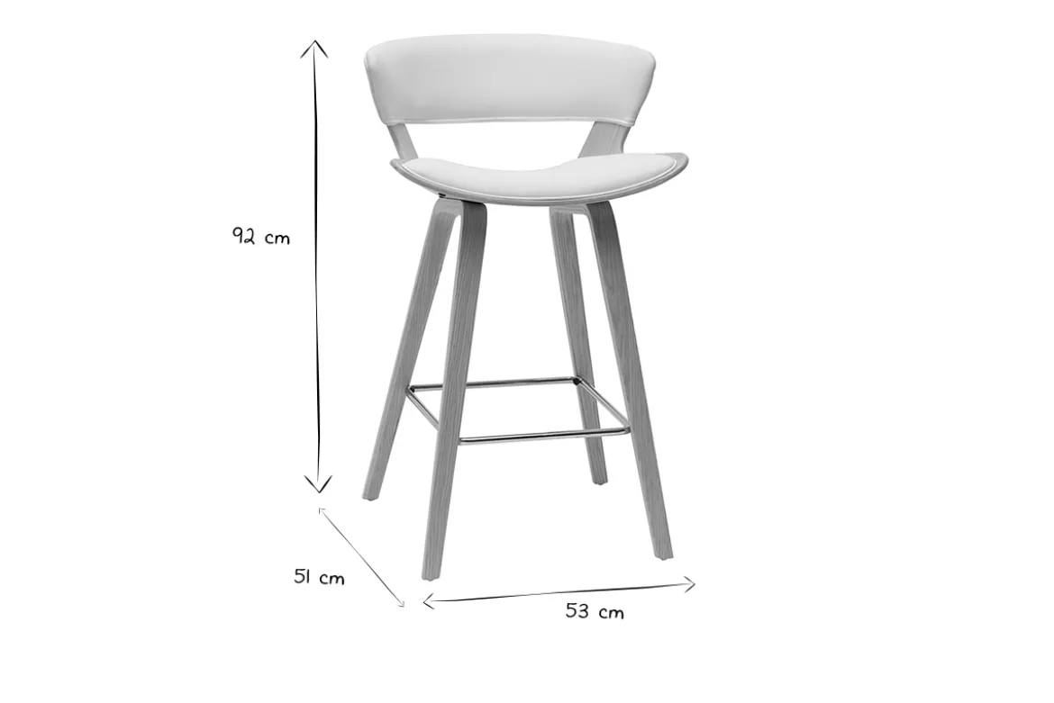 Tabourets de bar design blanc et bois clair H65 cm (lot de 2) SYRAH