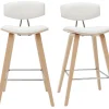 Tabourets de bar design blanc et bois clair H69 cm (lot de 2) VASCO