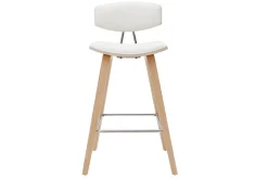 Tabourets de bar design blanc et bois clair H69 cm (lot de 2) VASCO