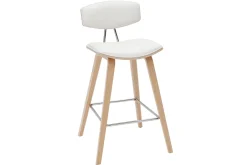 Tabourets de bar design blanc et bois clair H69 cm (lot de 2) VASCO