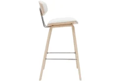 Tabourets de bar design blanc et bois clair H69 cm (lot de 2) VASCO