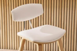 Tabourets de bar design blanc et bois clair H69 cm (lot de 2) VASCO