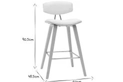 Tabourets de bar design blanc et bois clair H69 cm (lot de 2) VASCO