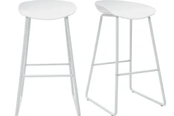 Tabourets de bar design blancs H75 cm (lot de 2) PEBBLE