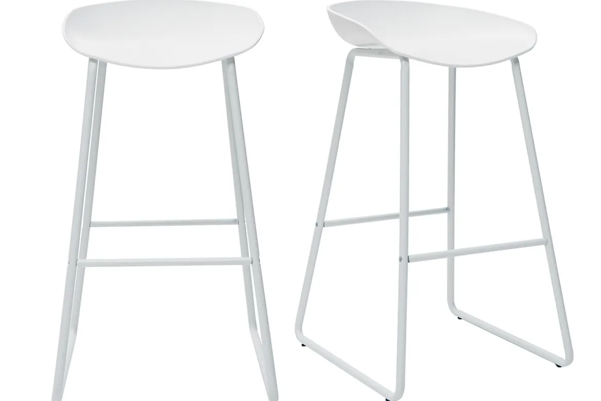 Tabourets de bar design blancs H75 cm (lot de 2) PEBBLE