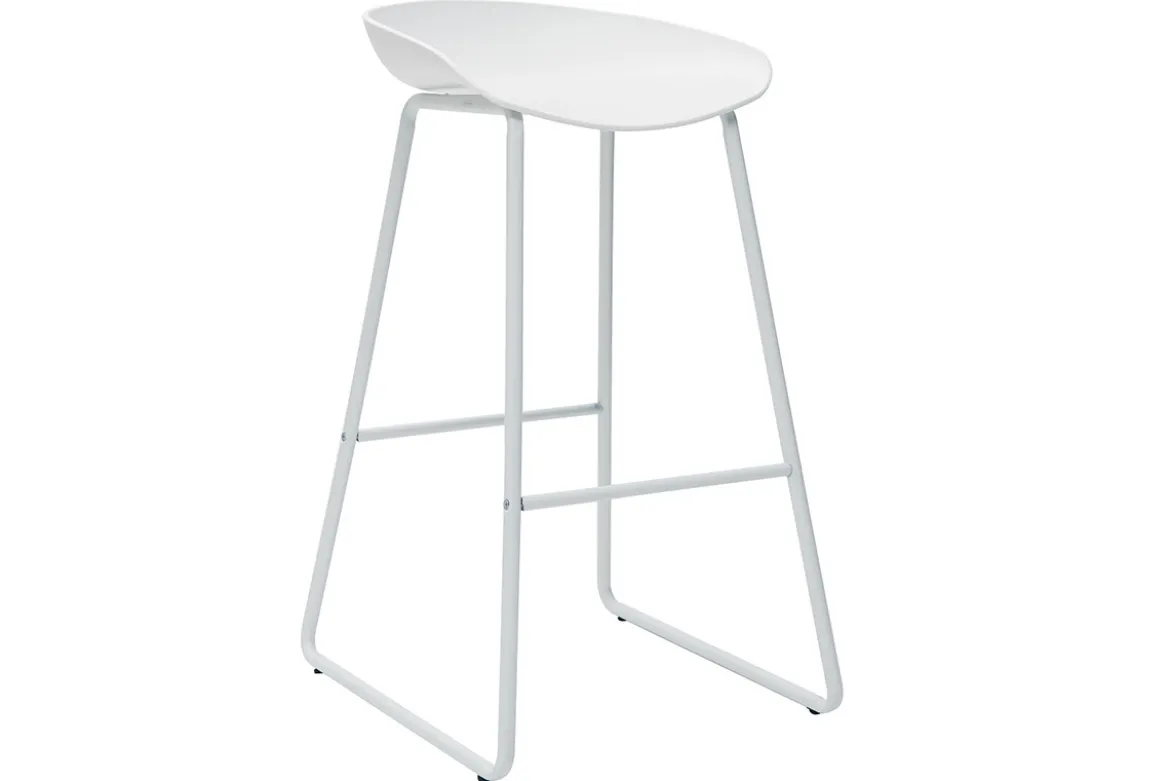 Tabourets de bar design blancs H75 cm (lot de 2) PEBBLE