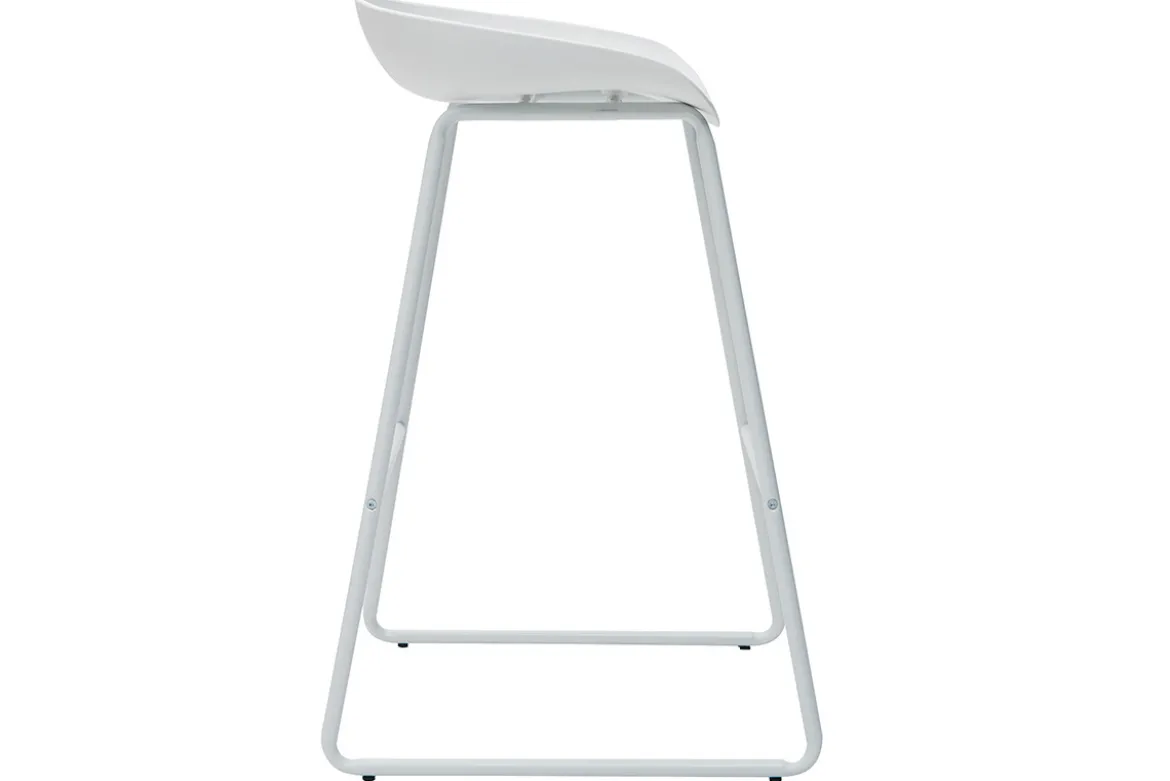 Tabourets de bar design blancs H75 cm (lot de 2) PEBBLE