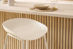 Tabourets de bar design blancs H75 cm (lot de 2) PEBBLE