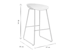 Tabourets de bar design blancs H75 cm (lot de 2) PEBBLE