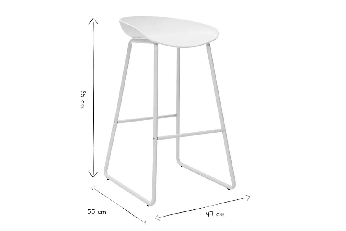 Tabourets de bar design blancs H75 cm (lot de 2) PEBBLE