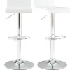 Tabourets de bar design blancs et acier chromé (lot de 2) SURF V2