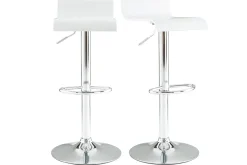 Tabourets de bar design blancs et acier chromé (lot de 2) SURF V2