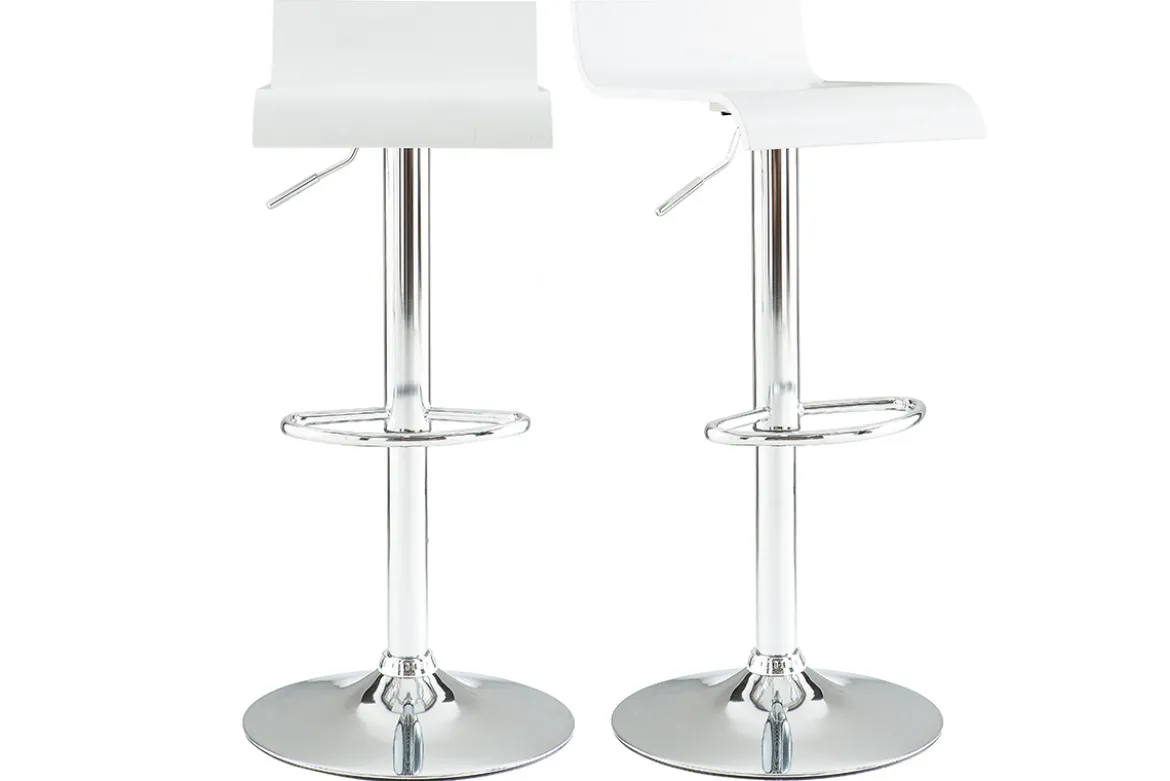 Tabourets de bar design blancs et acier chromé (lot de 2) SURF V2