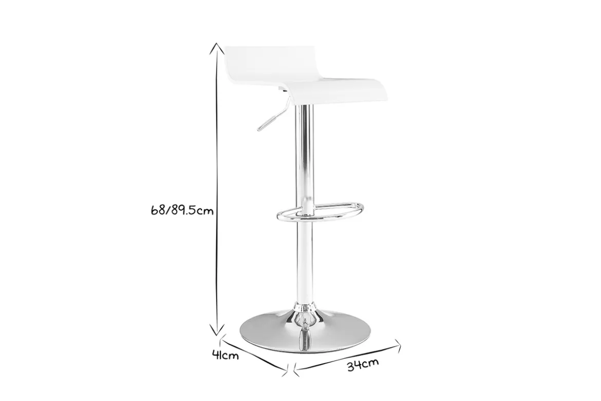 Tabourets de bar design blancs et acier chromé (lot de 2) SURF V2