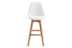 Tabourets de bar design blanc et bois H65 cm (lot de 2) PAULINE