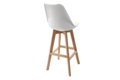 Tabourets de bar design blanc et bois H65 cm (lot de 2) PAULINE