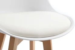 Tabourets de bar design blanc et bois H65 cm (lot de 2) PAULINE