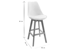 Tabourets de bar design blanc et bois H65 cm (lot de 2) PAULINE
