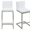 Tabourets de bar design blancs avec pieds métal (lot de 2) STELLAR
