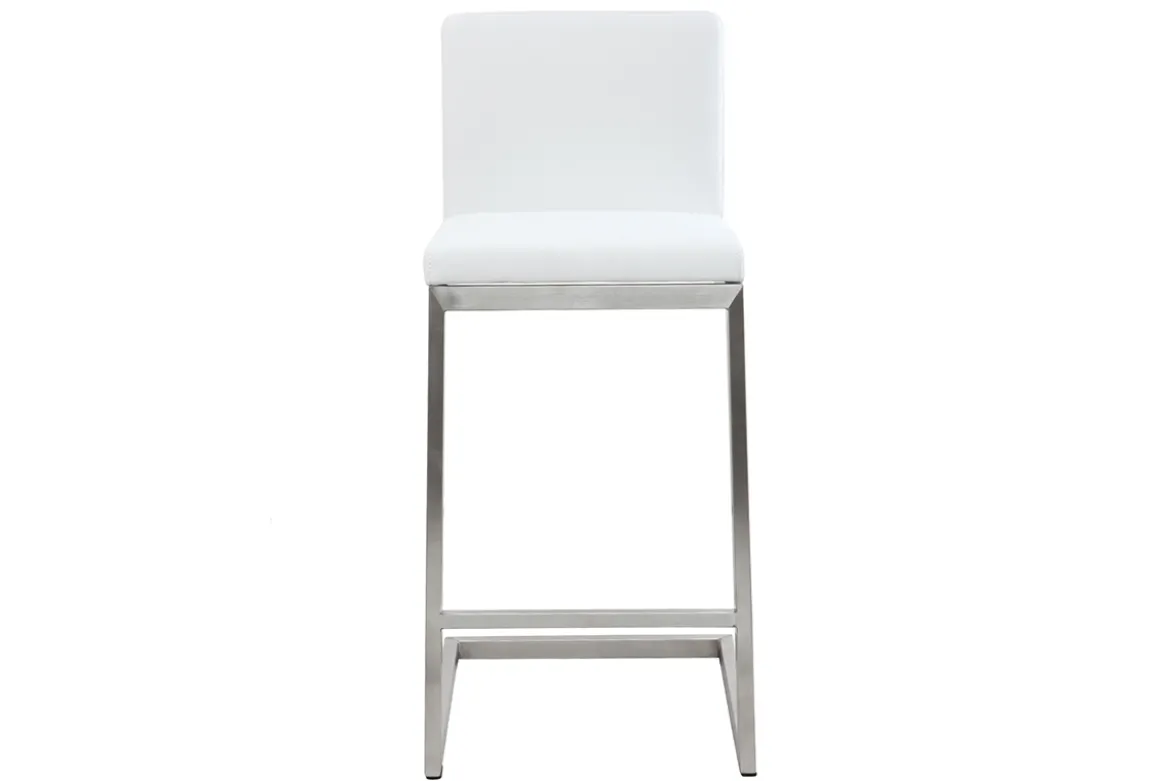 Tabourets de bar design blancs avec pieds métal (lot de 2) STELLAR