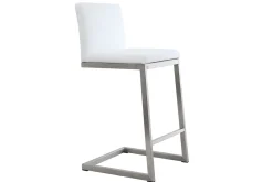 Tabourets de bar design blancs avec pieds métal (lot de 2) STELLAR