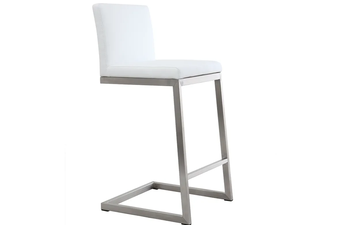 Tabourets de bar design blancs avec pieds métal (lot de 2) STELLAR