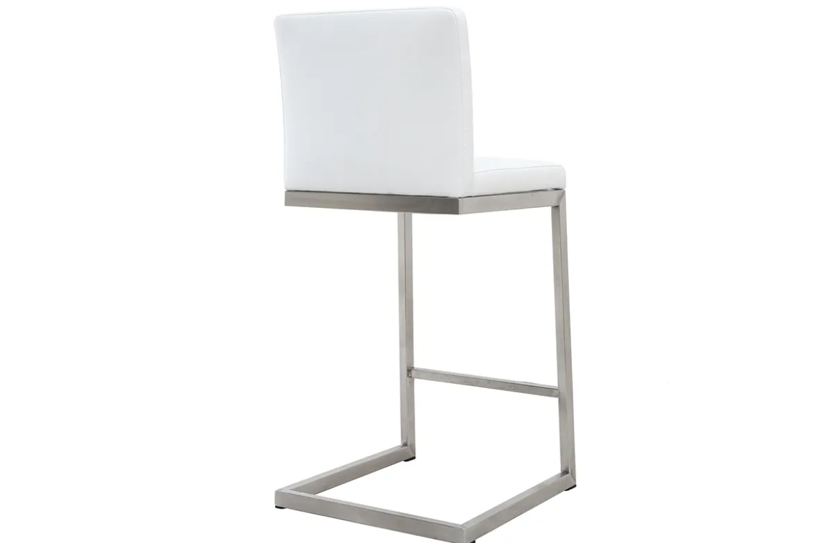 Tabourets de bar design blancs avec pieds métal (lot de 2) STELLAR